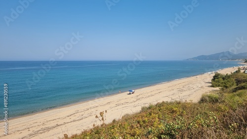 restaurant under trees  in mytikas beach in preveza greece summer holidays photo