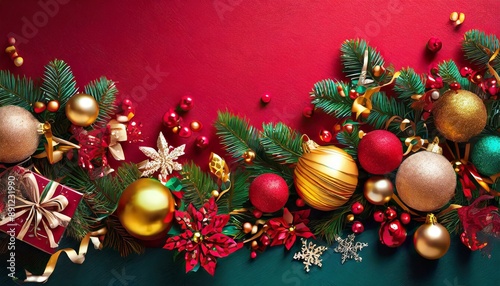 christmas background with christmas balls and decorations