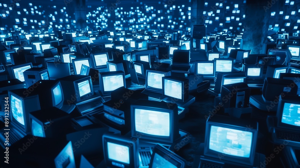 Computers blue screens, global internet network shutdown all over the world Computers blue screens, global internet network shutdown all over the world