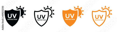 UV protection vector icons. Sun and shield vector Illustration