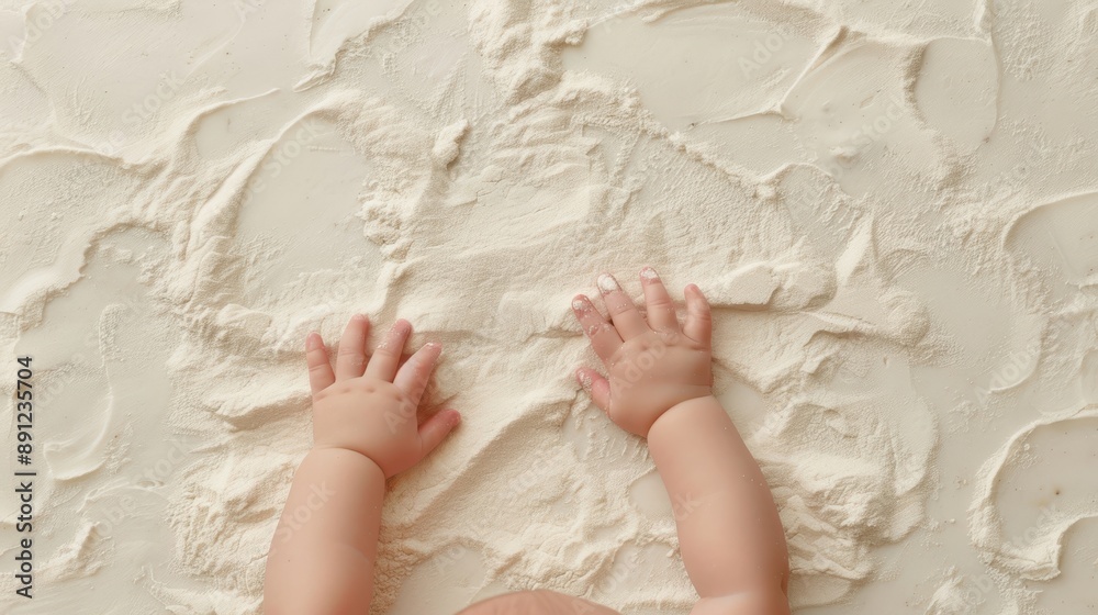 Baby's hands exploring different textures, teaching, tactile learning Baby's hands exploring different textures, teaching, tactile learning