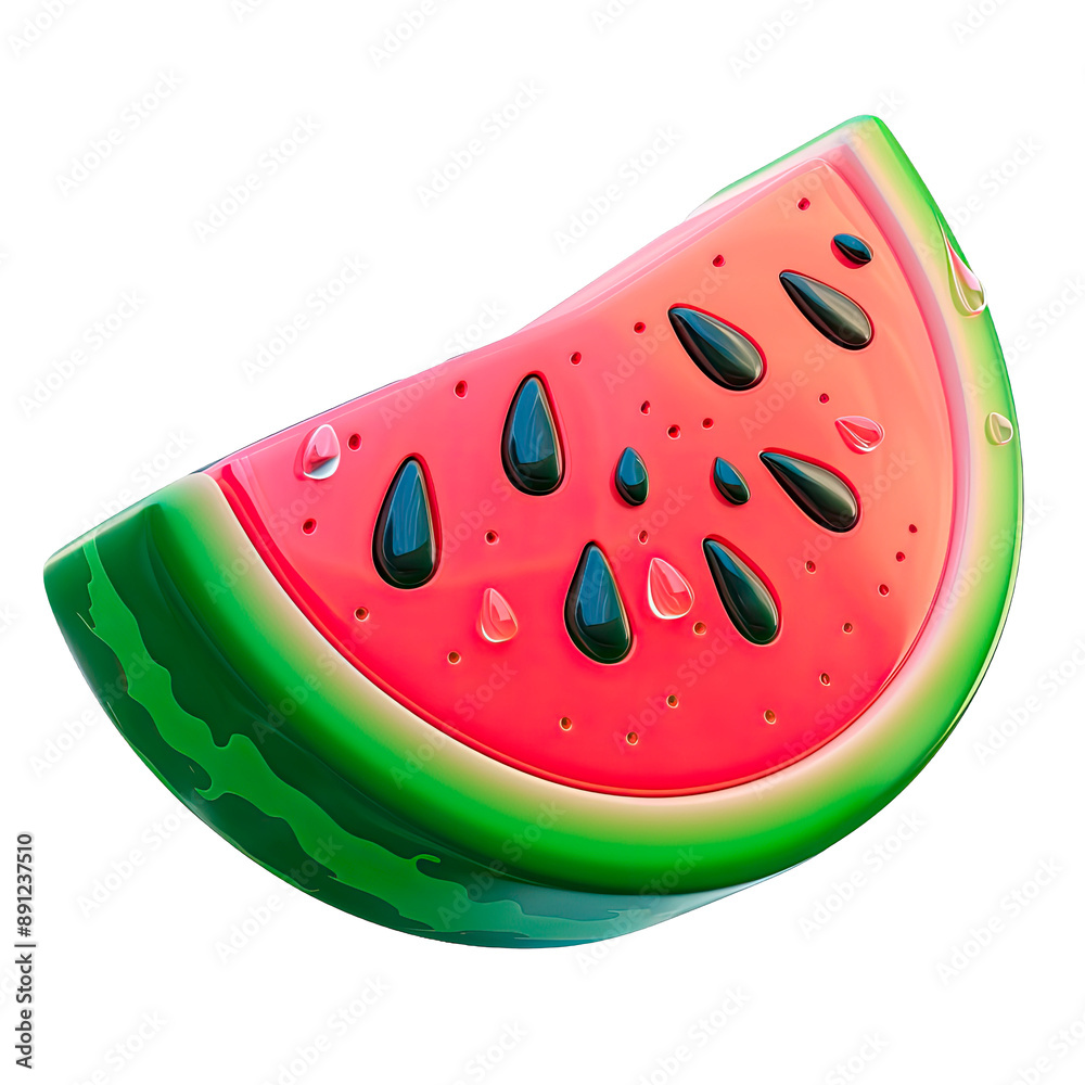 Watermelon cartoon 3D render icon isolated on a cut out PNG transparent background Watermelon cartoon 3D render icon isolated on a cut out PNG transparent background