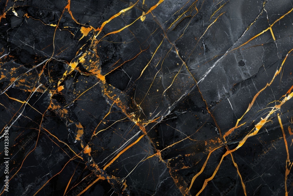 Black marble texture with golden veins Black marble texture with golden veins