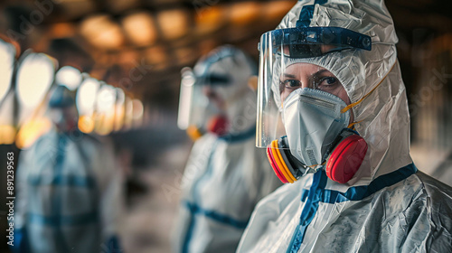 Portraits of Protection: Hazmat-Clad Individuals Guarding Against Infectious Diseases