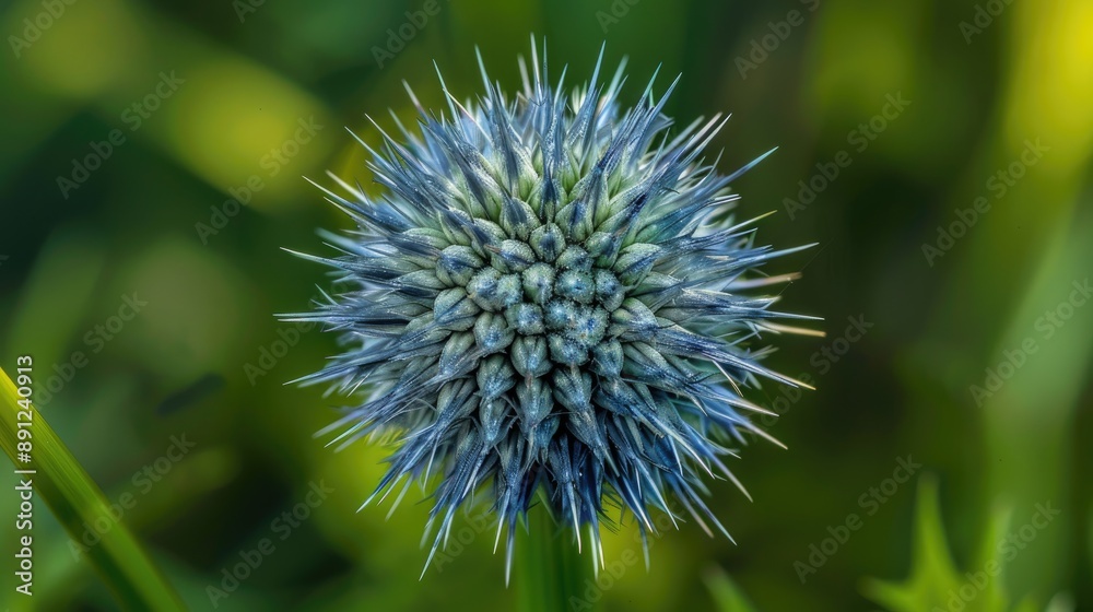 Macro shot of mature gray Cirsium japonicum seed on vibrant natural backdrop Macro shot of mature gray Cirsium japonicum seed on vibrant natural backdrop