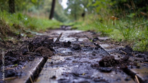 Manure on a wooden path