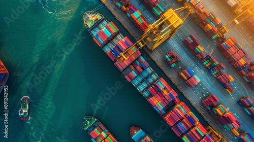 A large ship is docked at a port with many other ships