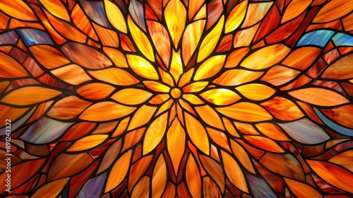 Vibrant mandala pattern using stained glass for a colorful kaleidoscope effect on windows.