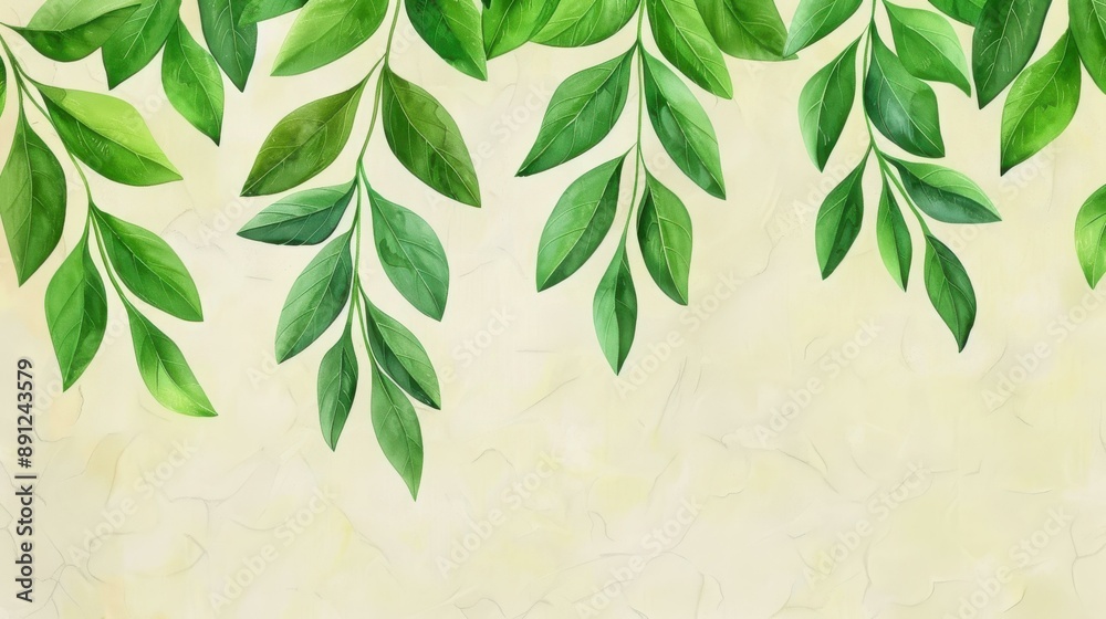 Vibrant watercolor painting of lush green leaves against a clean background artistic and captivating. Vibrant watercolor painting of lush green leaves against a clean background artistic and captivating.
