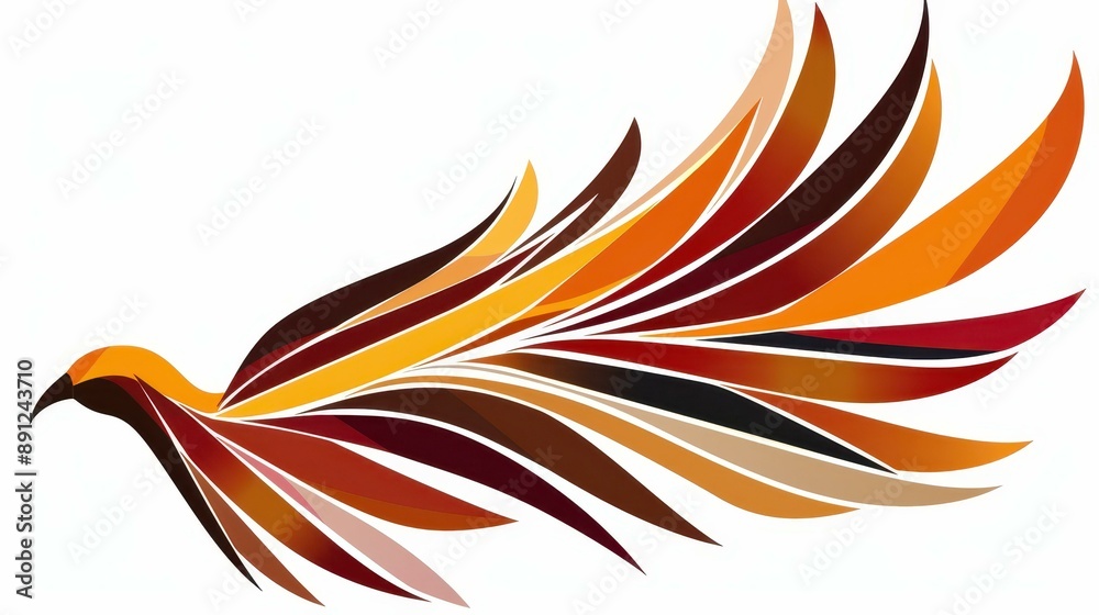 Fototapeta premium Abstract bird logo design with bold vector lines on white background in high definition.
