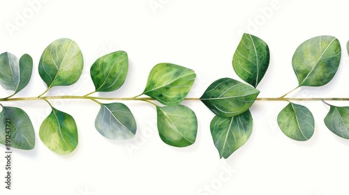 Stunning watercolor green floral banner with eucalyptus, ideal for wedding invitations, greeting cards, or posters.