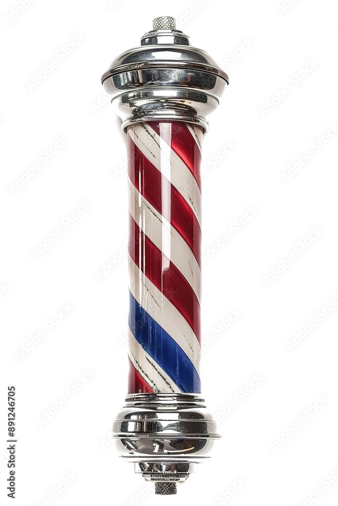 Barbershop pole with red, white, blue stripes isolated on white Barbershop pole with red, white, blue stripes isolated on white