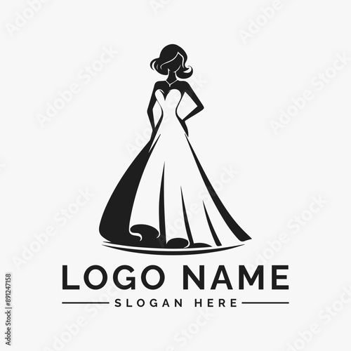 woman dress weding vector logo