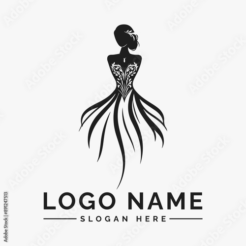 woman dress weding vector logo
