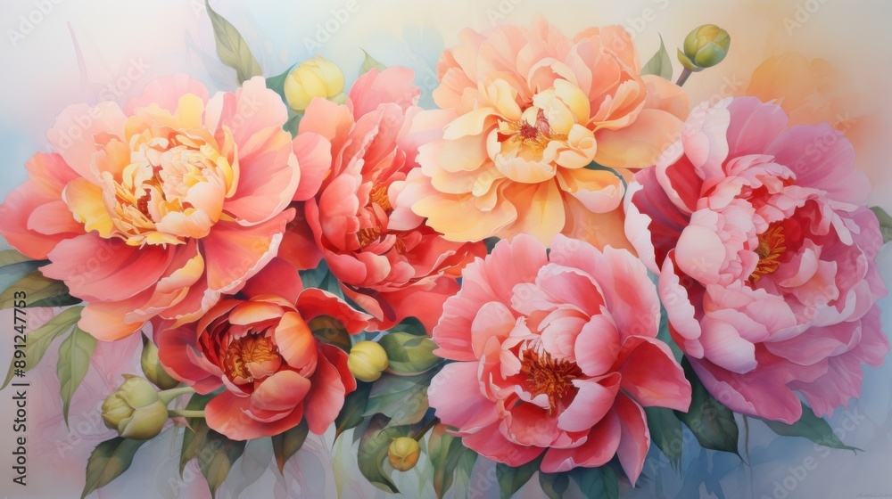 Delicate Peach and Pink Peony Bouquet. Delicate Peach and Pink Peony Bouquet.