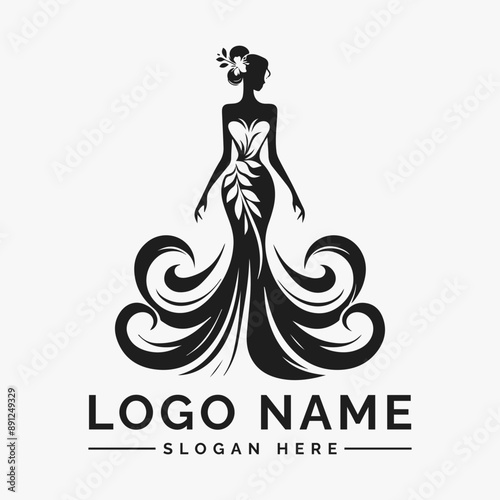 woman dress weding vector logo