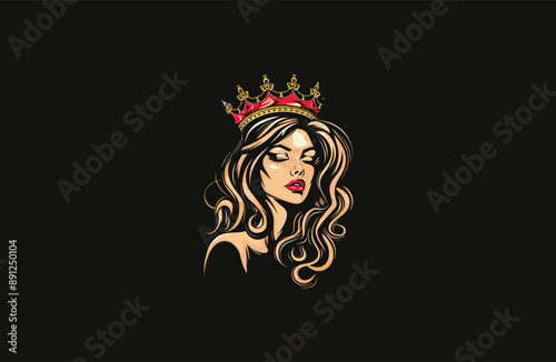 Beauty woman with queen crown vector illustration