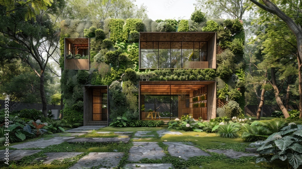 An art gallery with a facade made from recycled materials and equipped with natural ventilation systems, blending creativity with eco-friendly practices. An art gallery with a facade made from recycled materials and equipped with natural ventilation systems, blending creativity with eco-friendly practices.