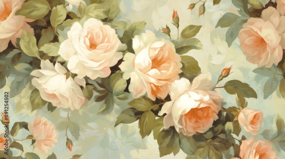 Delicate Pastel Roses with Green Foliage Delicate Pastel Roses with Green Foliage