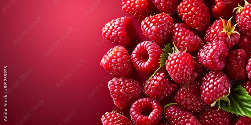 Macro shot of fresh, dew-covered raspberries. Raspberry banner. Raspberry background.
Macro shot of fresh, dew-covered raspberries. Raspberry banner. Raspberry background.