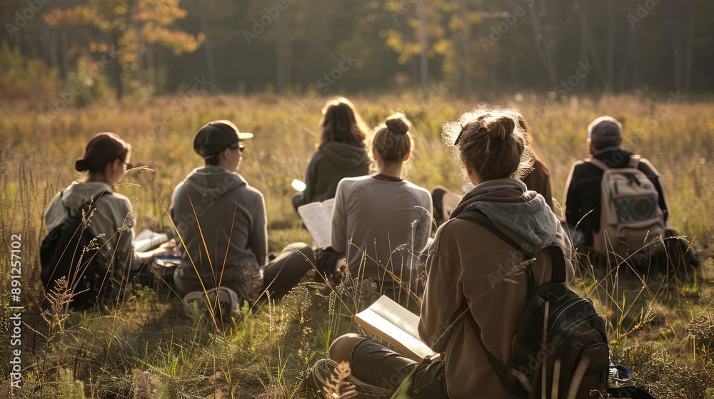 Fototapeta premium Engaging Outdoor Professional Development Retreat for Rural Educators, Generative Ai
