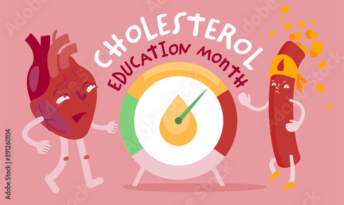 National cholesterol education month. Editable vector illustration.
