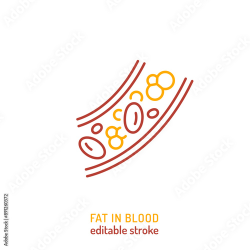 Fat in blood. Outline icon, linear sign. High cholesterol pictogram.