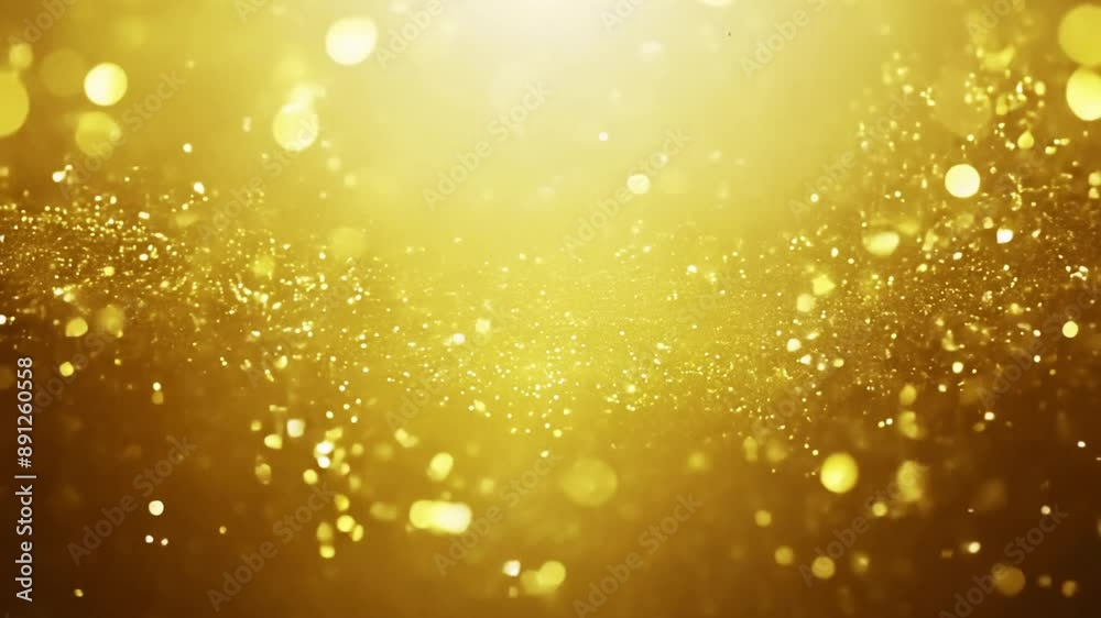 Luxury particles background golden shining dust bokeh glitter. 4K gold particles awards background is a motion graphics. The luxurious gold particles keep moving forward, the golden particle stripes 