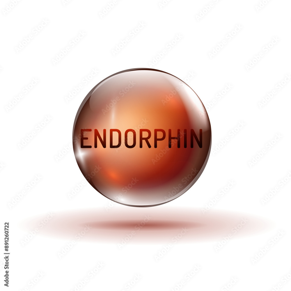 Endorphin sign in glossy realistic style. Happy hormone symbol. Endorphin sign in glossy realistic style. Happy hormone symbol.