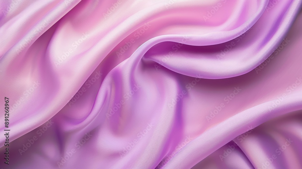 Obraz premium Elegant pastel silk fabric with wavy folds, luxurious drapery in pink and purple hues.