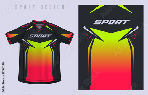 Fabric textile design for Sport t-shirt, Soccer jersey mockup for football club. uniform front view.	
