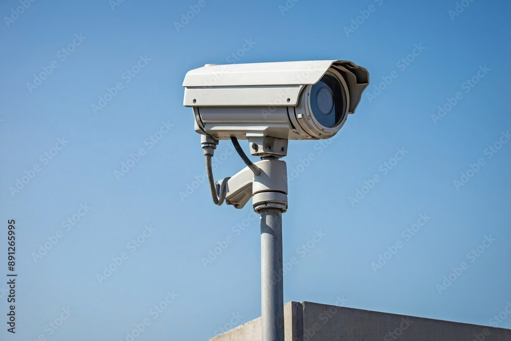 Outdoor CCTV Camera: A CCTV camera mounted on a corner of a building's exterior. Outdoor CCTV Camera: A CCTV camera mounted on a corner of a building's exterior.