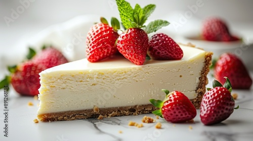 Wallpaper Mural A Delicious Slice of Cheesecake with Fresh Strawberries Torontodigital.ca