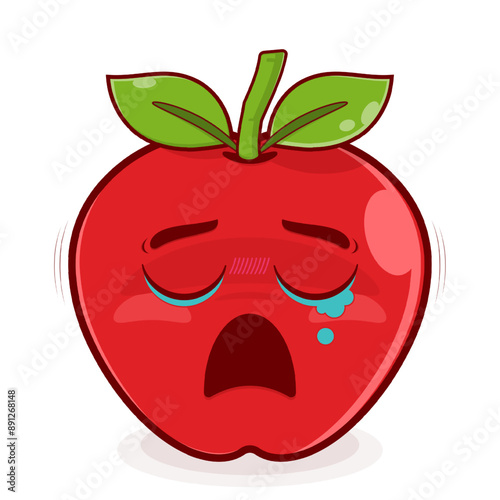 apple crying face cartoon cute