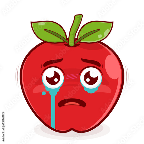 apple scared face cartoon cute