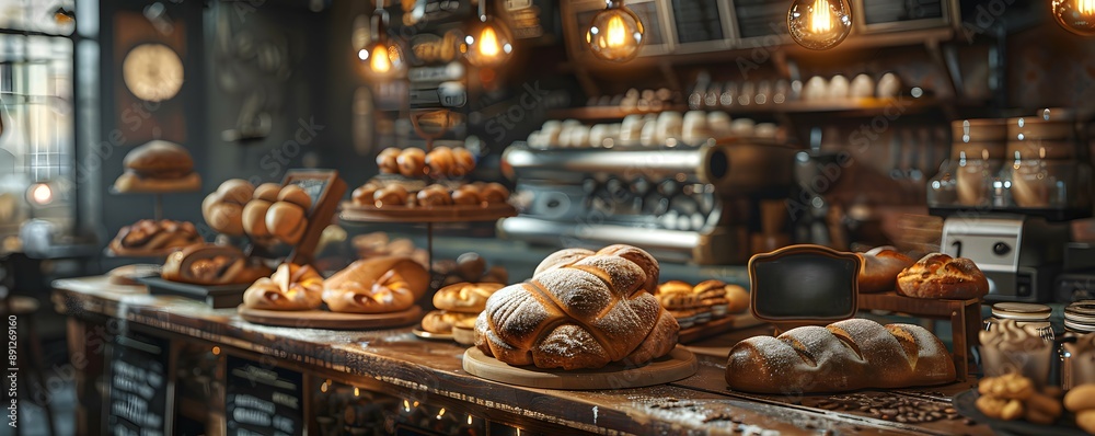 A Lively Cafe with Vibrant Pastries and Cozy Ambiance A Lively Cafe with Vibrant Pastries and Cozy Ambiance