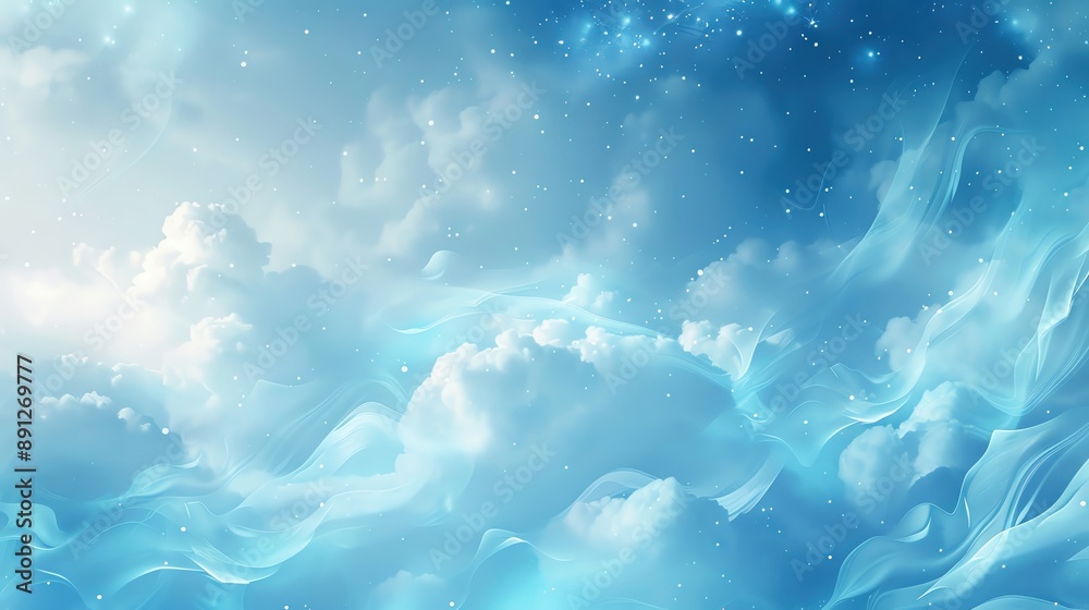Obraz premium A soft pastel blue background with cloud-like patterns, ideal for baby products, with plenty of room for text