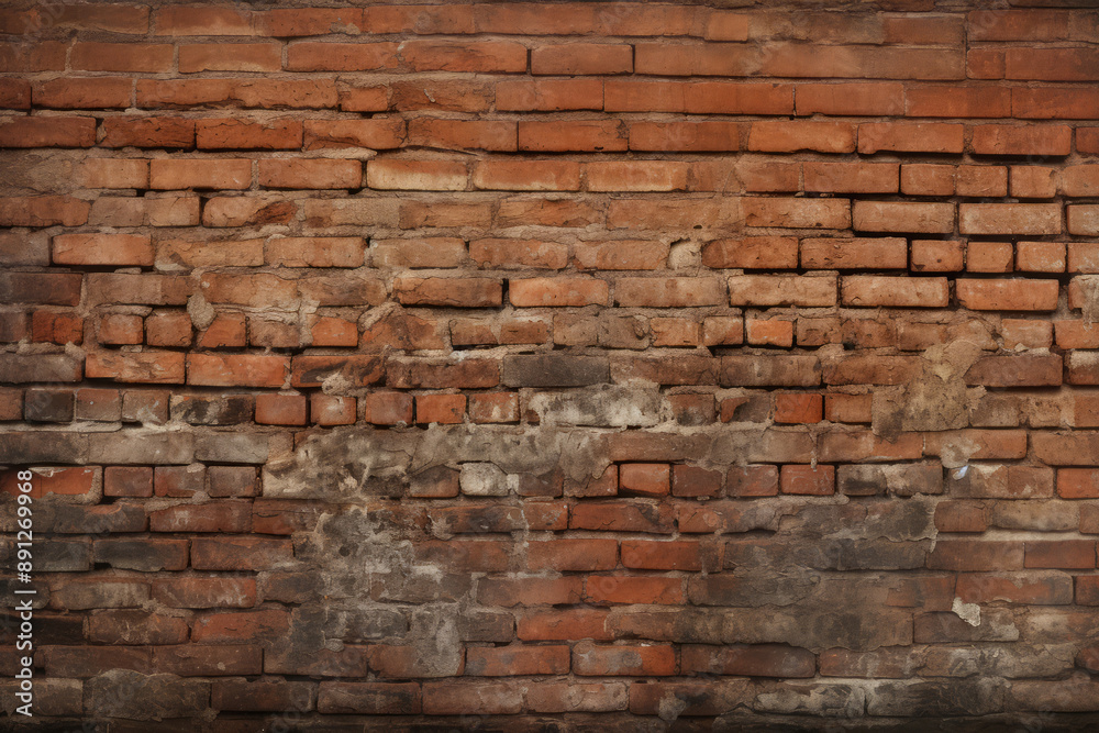 Processed collage of obsolete red brock masonry wall texture. Background for banner, backdrop Processed collage of obsolete red brock masonry wall texture. Background for banner, backdrop