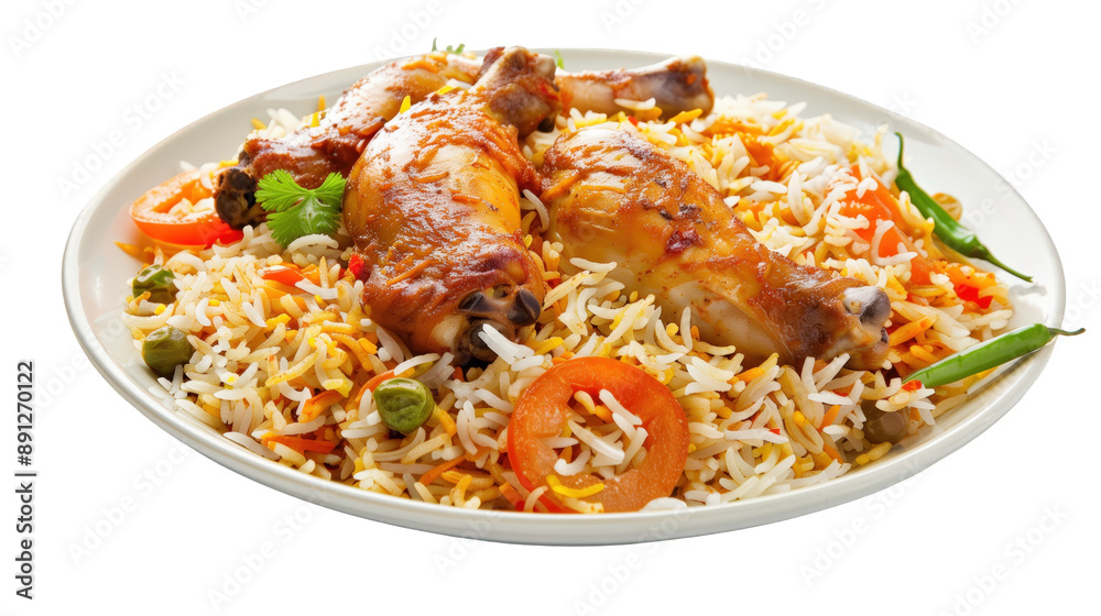 Delicious biryani with chicken isolated on transparent background Delicious biryani with chicken isolated on transparent background