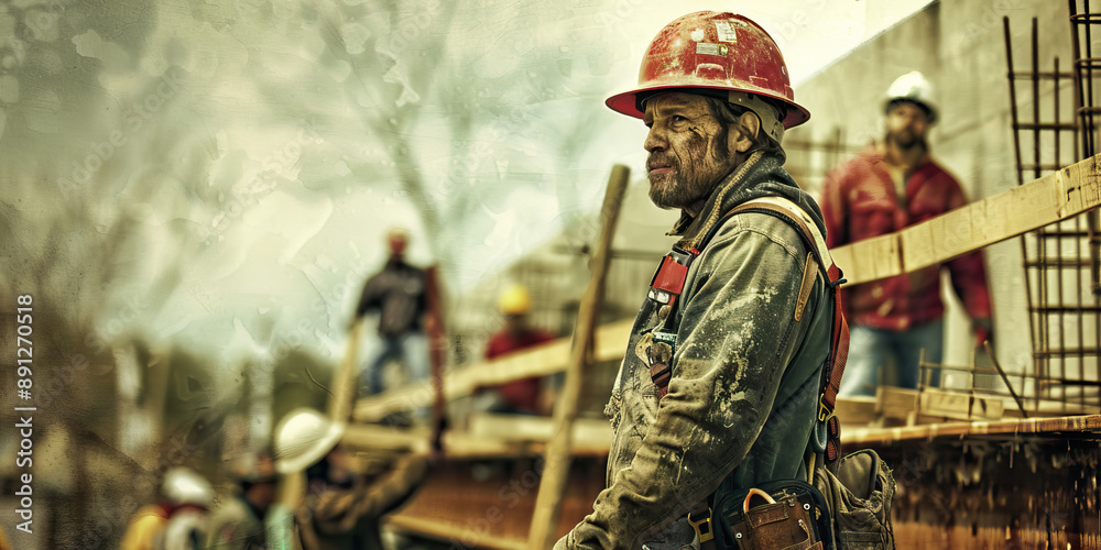 Building Bridges, Not Walls: A construction worker building a bridge, with workers of different ethnicities working together. Building Bridges, Not Walls: A construction worker building a bridge, with workers of different ethnicities working together.