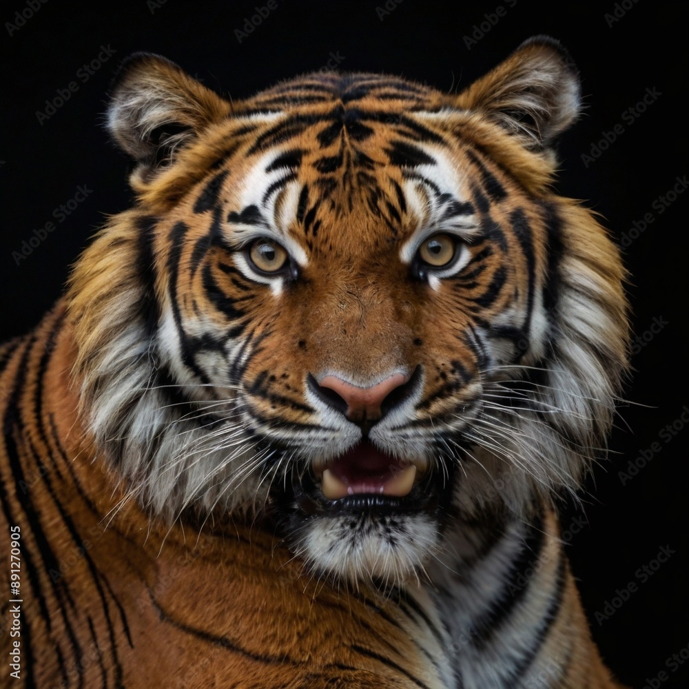 Siberian tiger wildlife Bengal feline black background Siberian tiger wildlife Bengal feline black background