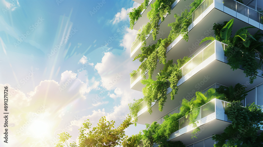 vertical garden on modern apartment building vertical garden on modern apartment building