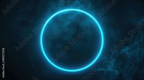 Wallpaper Mural Futuristic neon blue circle on dark backdrop, ideal for logo mockup Torontodigital.ca