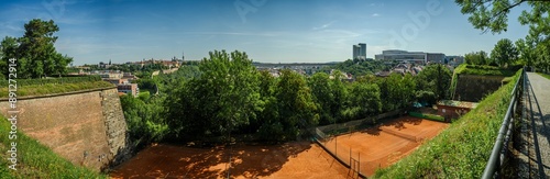 prague panorama from vysehrad towards zizkov tower and congress center photo