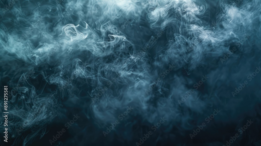 Thick smoke waves enveloping a dark backdrop, creating a dramatic effect Thick smoke waves enveloping a dark backdrop, creating a dramatic effect