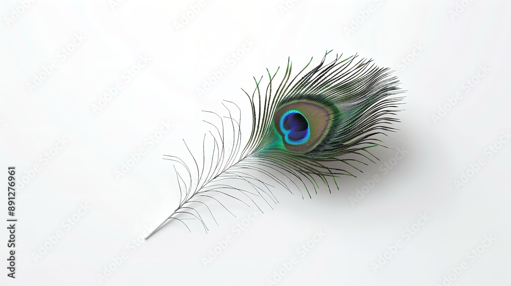 Obraz premium Peacock feather isolated on white background