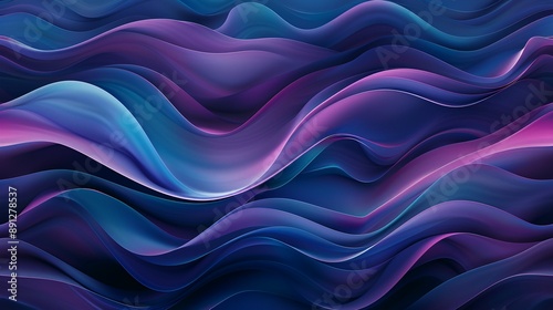 Abstract Flowing Waves in Purple and Blue