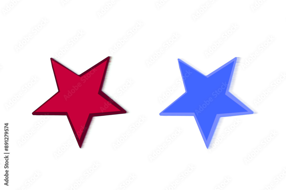 Red and blue stars that conflict fight with each other. On isolated transparent background. Red and blue stars that conflict fight with each other. On isolated transparent background.
