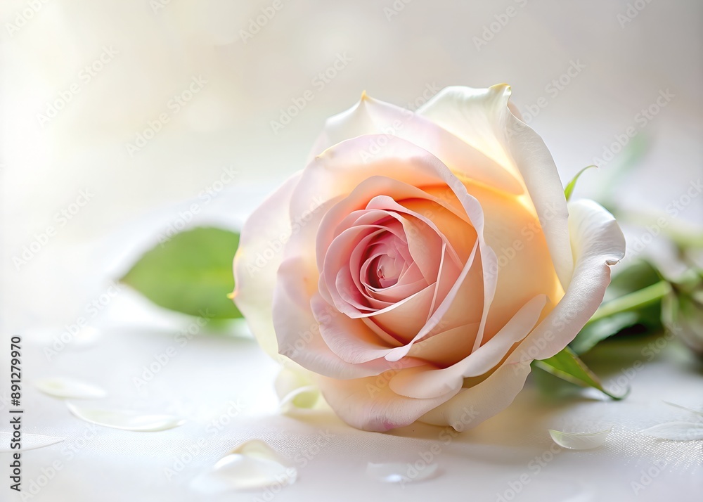 Pale pink rose flower on a white background. close. Greeting card concept. Wedding concept. Pale pink rose flower on a white background. close. Greeting card concept. Wedding concept.