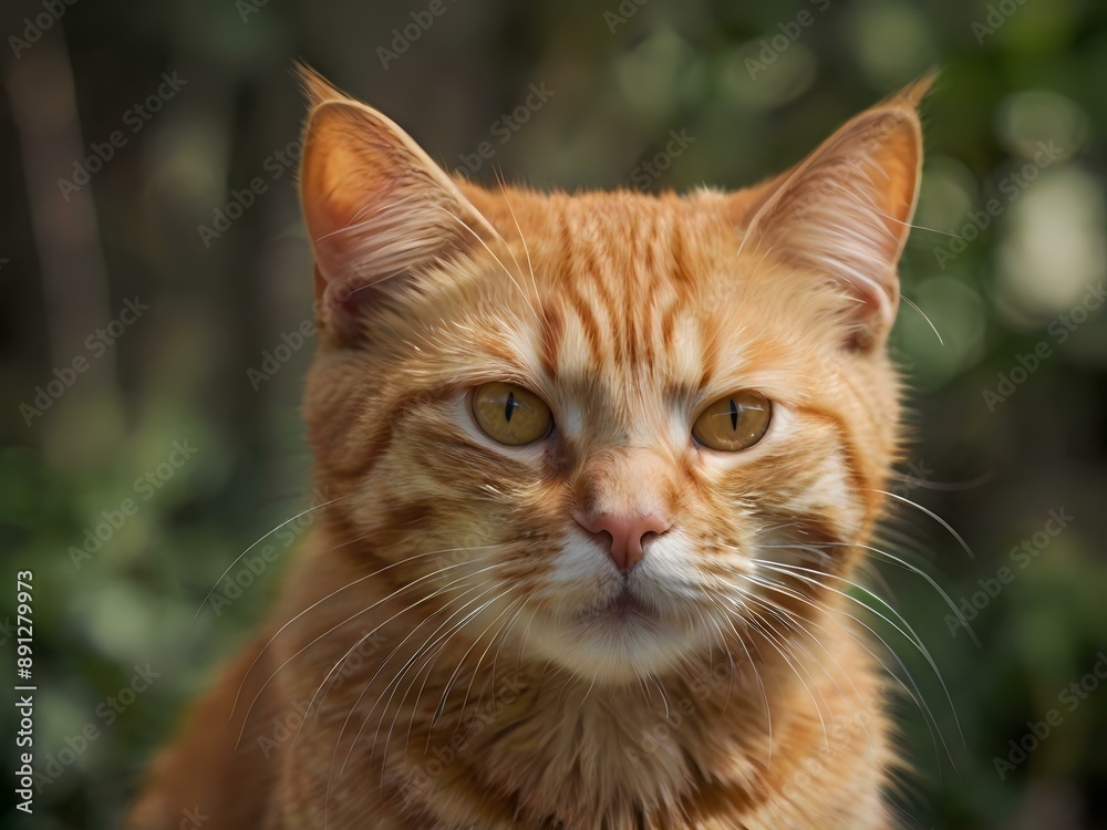 orange cat with blur background, orange cat is sitting and looking orange cat with blur background, orange cat is sitting and looking